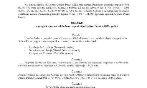 Odluka sajamski dani