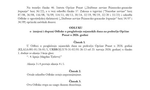 Izmjena odluke sajamski dani
